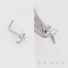 DIMENSIONAL CZ NORTHERN STAR POLISH 316L SURGICAL STEEL L-SHAPE NOSE RING